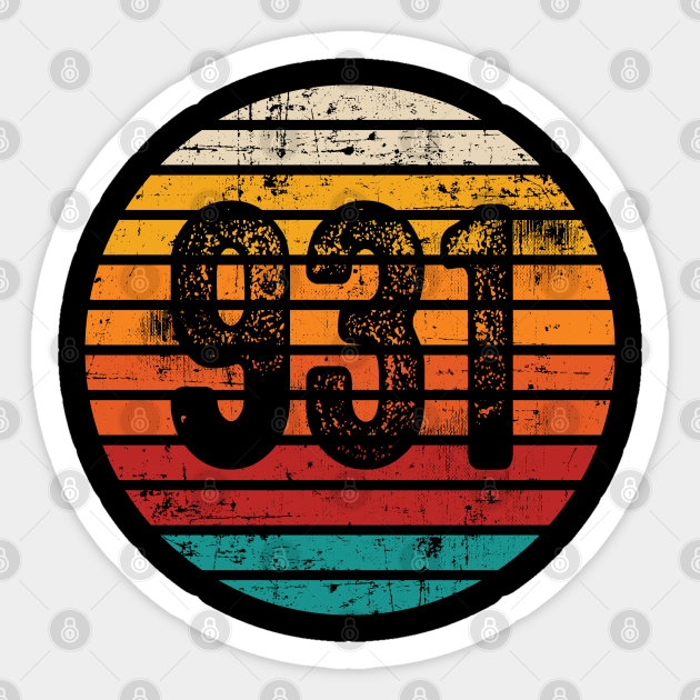 Distressed Vintage Sunset 931 Area Code 931 Area Code Sticker